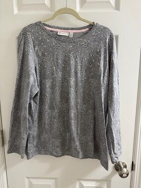 Rafaella Grat Sparkle Long Sleeve Top Womens Plus Size 1X